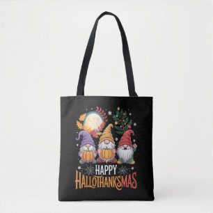 Tote Bag Joyeux Hallothanksmas Amoureux des Gnomes Hallowee