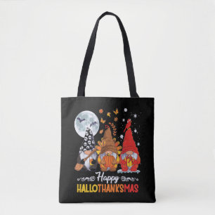 Tote Bag Joyeux Hallothanksmas Gnomes Halloween Thanksgivin