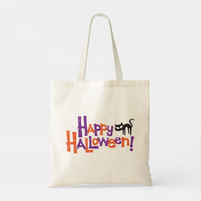 Tote Bag Joyeux Halloween Amusant Chat Noir (Dos)