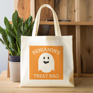 Tote Bag Joyeux Halloween avec le nom mignon Ghost Treat