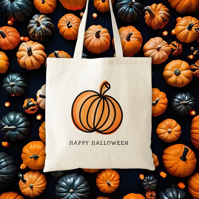 Tote Bag Joyeux Halloween Citrouille Trick ou traitement (Happy Halloween Pumpkin trick or treat tote bag)