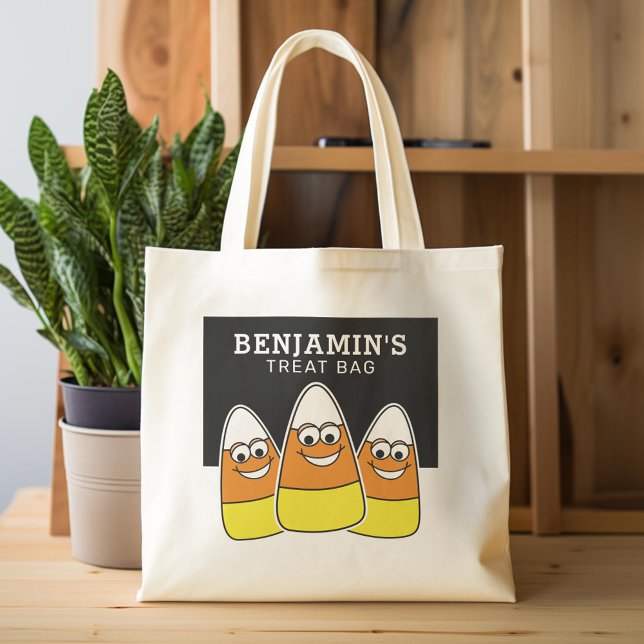 Tote Bag Joyeux Halloween Traiter Nom personnalisé Candy Co (Custom Tote Bag)