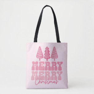 Tote Bag Joyeux Joyeux Noël - Conception des Fêtes Rose