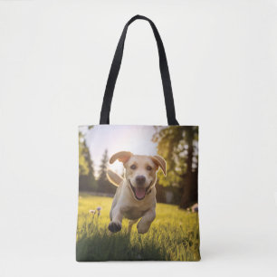 Tote Bag Joyeux Labrador Puppy Running