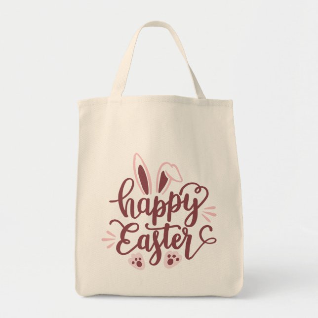 Tote Bag Joyeux Lapin de Pâques (Devant)