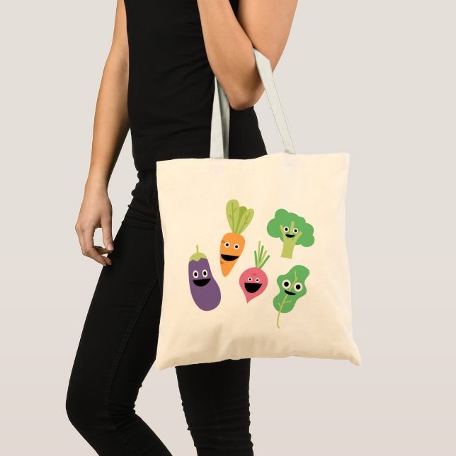 Tote Bag Joyeux légumes caricaturaux (Devant (produit))