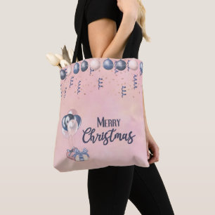 Tote Bag Joyeux message de Noël Baubles, cadeaux et ballons