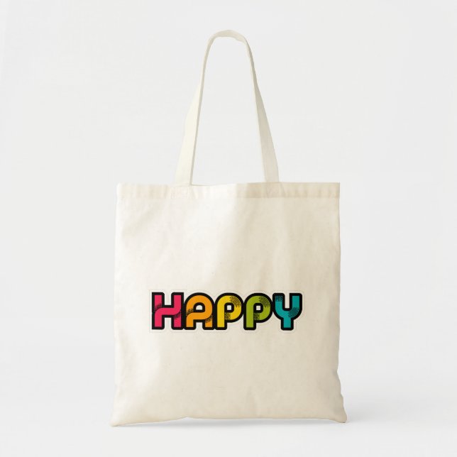 Tote Bag Joyeux mot de couleur Rainbow (Devant)