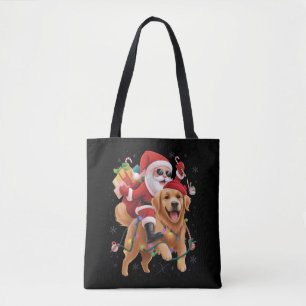 Tote Bag Joyeux Noël 2025 Père Noël chevauchant Retriever d