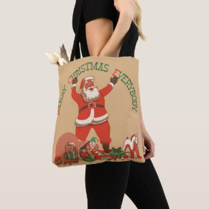 Tote Bag Joyeux Noël à tous ! Père Noël vintage