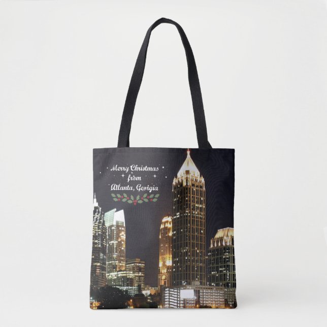 Tote Bag Joyeux Noël, Atlanta, Georgia Skyline (Devant)