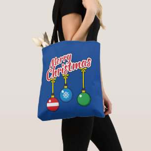 Tote Bag Joyeux Noël avec des boules suspendues