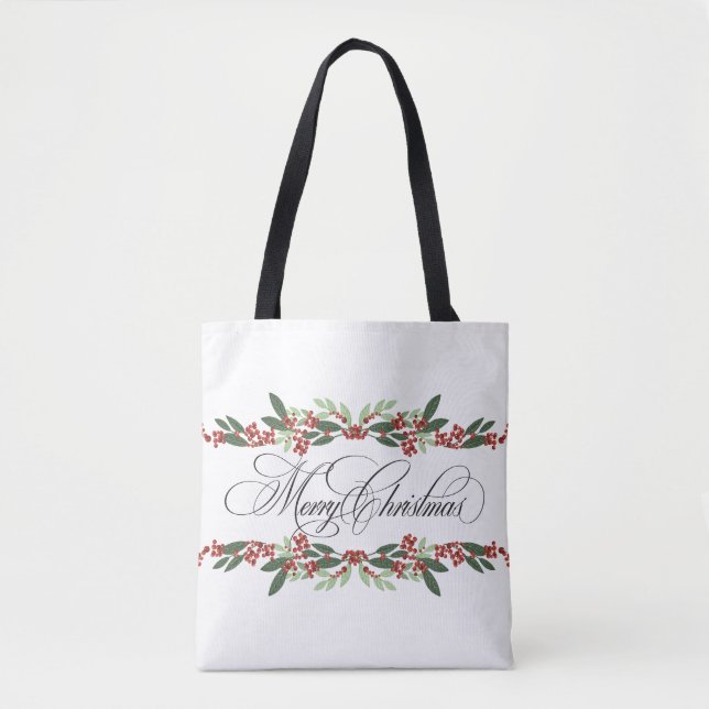 Tote Bag Joyeux Noël Botanique Bienvenue (Devant)