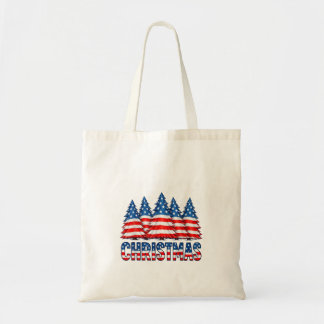 Tote Bag Joyeux Noël Drapeau Américain Arbres Hiver Hommes