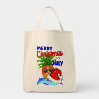 Tote Bag Joyeux Noël en juillet, chapeau de Noël Ananas