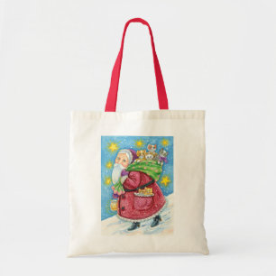 Tote Bag Joyeux Noël, le Père Noël avec des chatons et des 