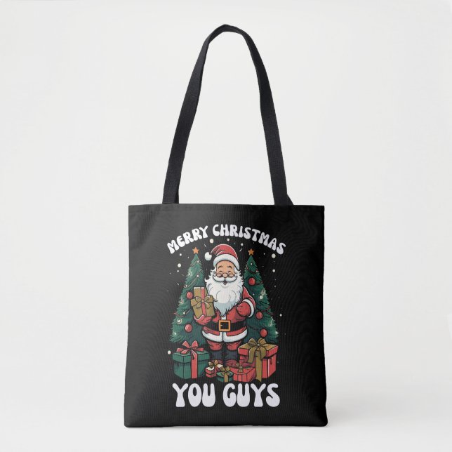 Tote Bag Joyeux Noël les gars père Noël (Devant)