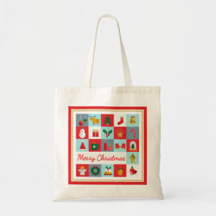 Tote Bag Joyeux Noël mignon Rétro hiver Icônes de Noël