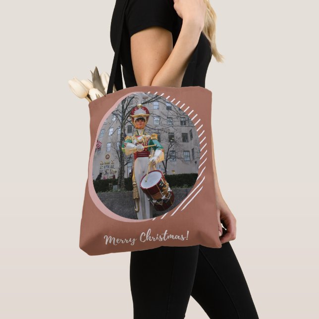 Tote Bag Joyeux Noël NYC Rockefeller Plaza Drummer Boy (De près)