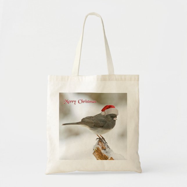 Tote Bag Joyeux Noël Oiseau de Noël personnalisé Santa Hat (Devant)