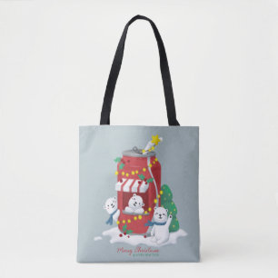 Tote Bag Joyeux Noël : ours polaire et canette de soda