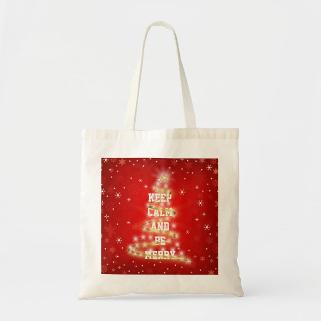 Tote Bag Joyeux Noël rouge décoratif personnalisé (Devant)