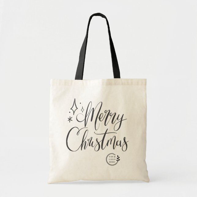 Tote Bag Joyeux Noël Script Custom Company Logo Budget (Devant)