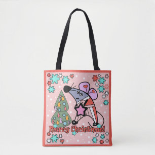 Tote Bag Joyeux Noël Symbole du Nouvel An Souris Caricature