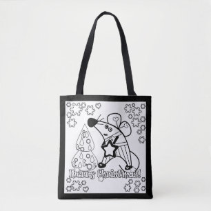 Tote Bag Joyeux Noël Symbole du Nouvel An Souris Caricature