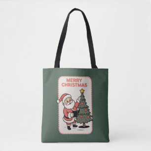 Tote Bag Joyeux Noël Vintage Santa Lisant