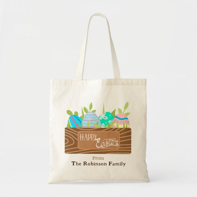 Tote Bag Joyeux Panier d'oeufs de Pâques (Devant)