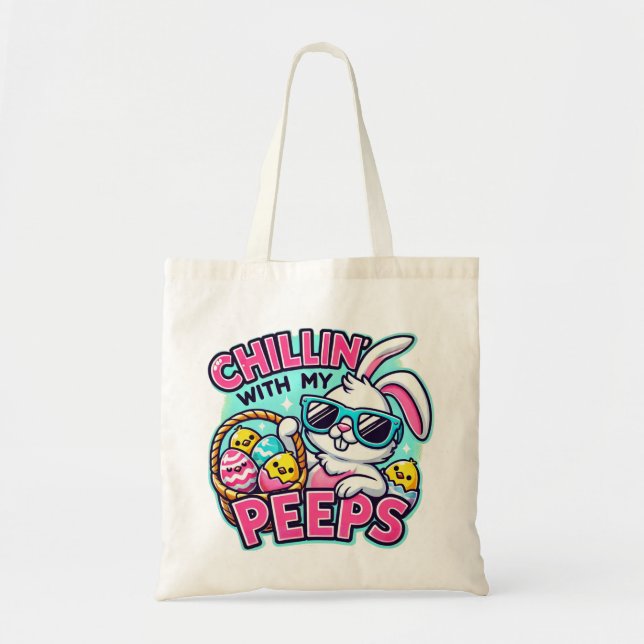 Tote Bag Joyeux Pâques Fraîcheur Avec Mes Peeps (Devant)
