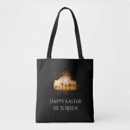 Tote Bag Joyeux Pâques Il est ressuscité Trois Croix