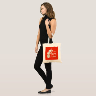 Tote Bag Joyeux Pâques, lapin de Pâques simple jolie famill