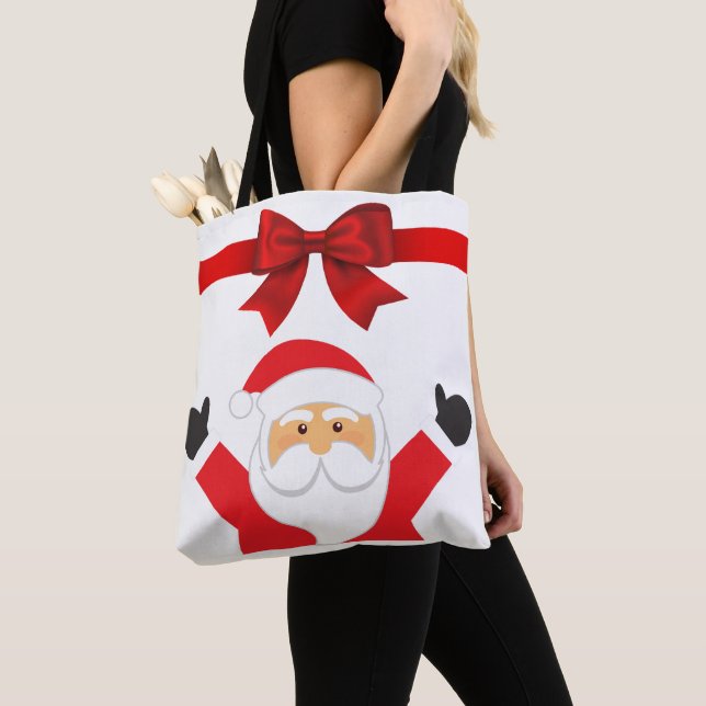Tote Bag Joyeux Père Noël & Reindeer double face (De près)