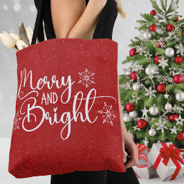 Tote Bag Joyeux rouge et blanc et Parties scintillant brill