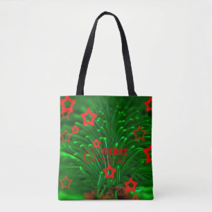 Tote Bag Joyeux sapin de Noël Branche et étoiles
