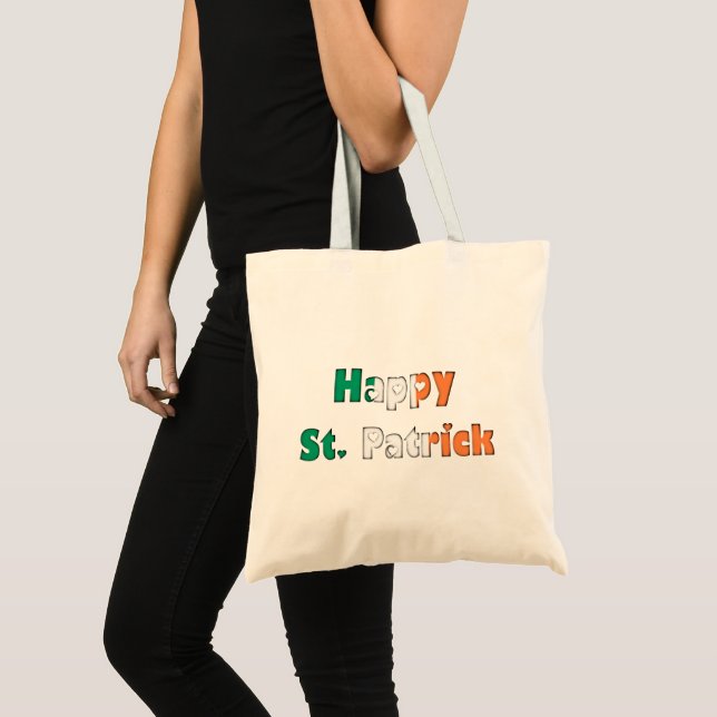 Tote Bag Joyeux St. Patrick Irlandais Drapeau couleurs Typo (Devant (produit))