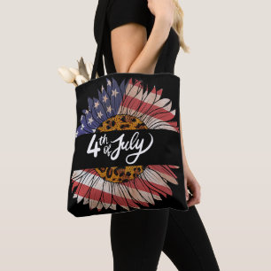 Tote Bag Joyeux T-shirt Femme 4 juillet tournesol
