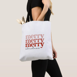 Tote Bag Joyeux texte de Noël Salutation rouge et blanc