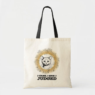 Tote Bag Judgy Cat Floral Design – Je suis venu, j'ai vu, j