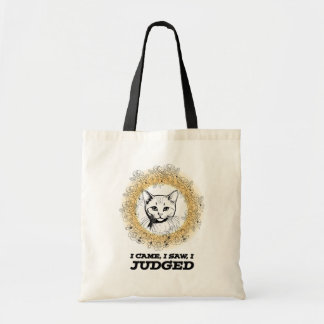 Tote Bag Judgy Cat Floral Design – Je suis venu, j'ai vu, j