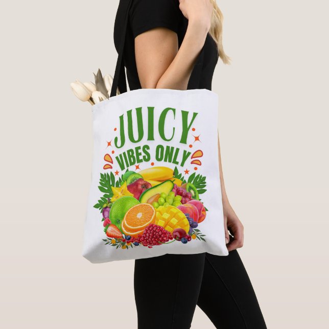 Tote Bag Juicy Vibes Only: Fresh Fruit & Healthy Life  (De près)