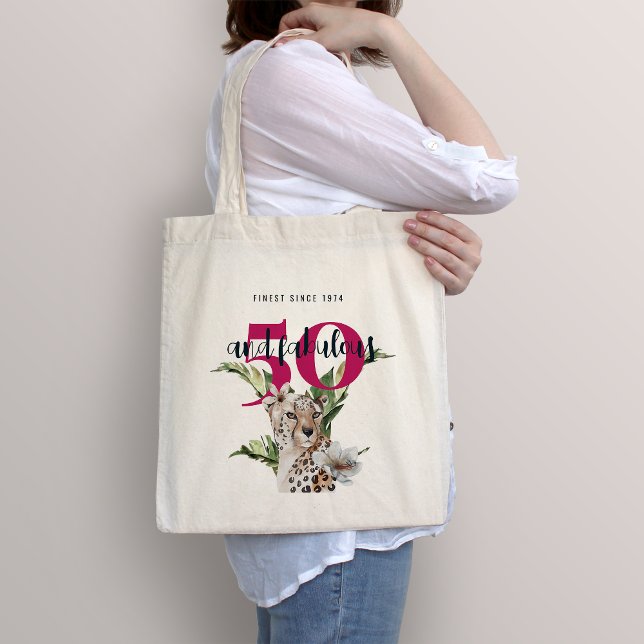 Tote Bag Jungle sauvage léopard rose 50e anniversaire drôle (Créateur téléchargé)