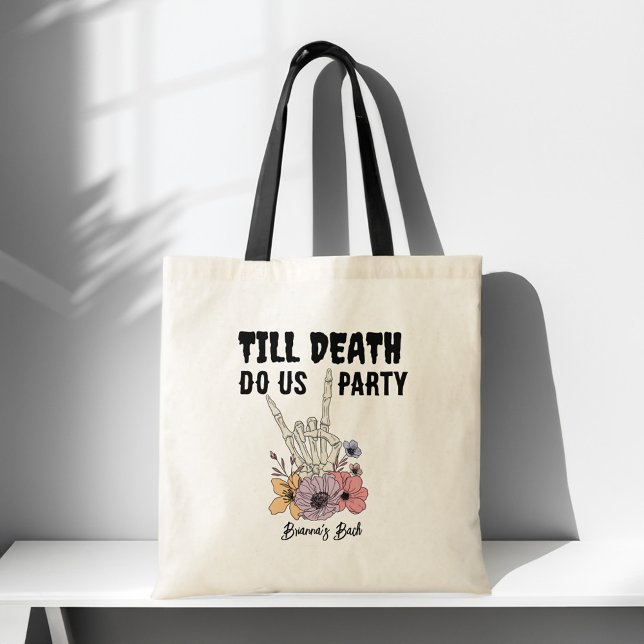 Tote Bag Jusqu'à la mort faisons-nous parti bachelorette fa (Till death do us party bachelorette party favors personalized tote bag bridesmaids gifts)