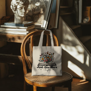 Tote Bag Just One More Chapter Floral Book