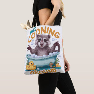 Tote Bag Juste Cooning, Jouer Raccoon Durée du bain Aventur