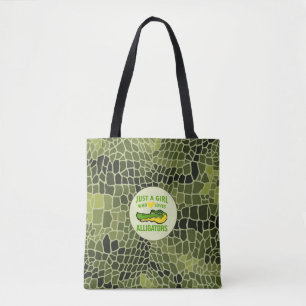 Tote Bag Juste une fille qui aime Alligator Print