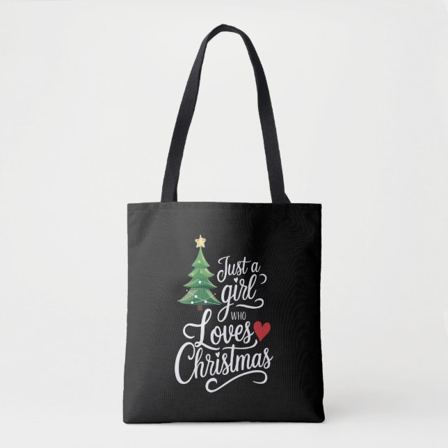 Tote Bag Juste Une Fille Qui Aime L'Arbre De Noël Cadeau Fa (Devant)