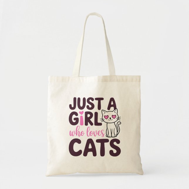 Tote Bag Juste une fille qui aime les chats (Devant)